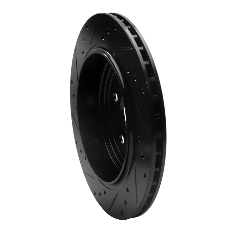 Dodge Durango Brake Rotor (1) - Rear Right - R1 Concepts - Drilled & Slotted - Black - `11-`25